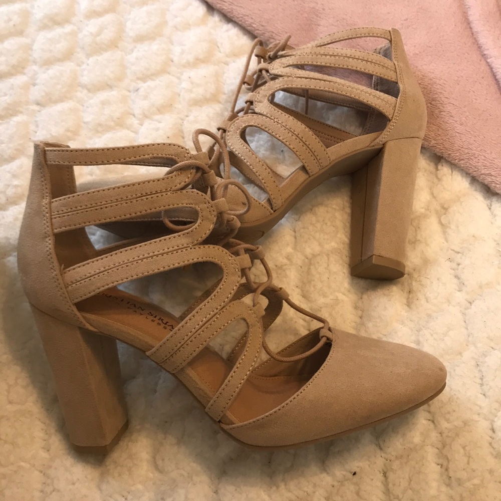 Nude strappy heels